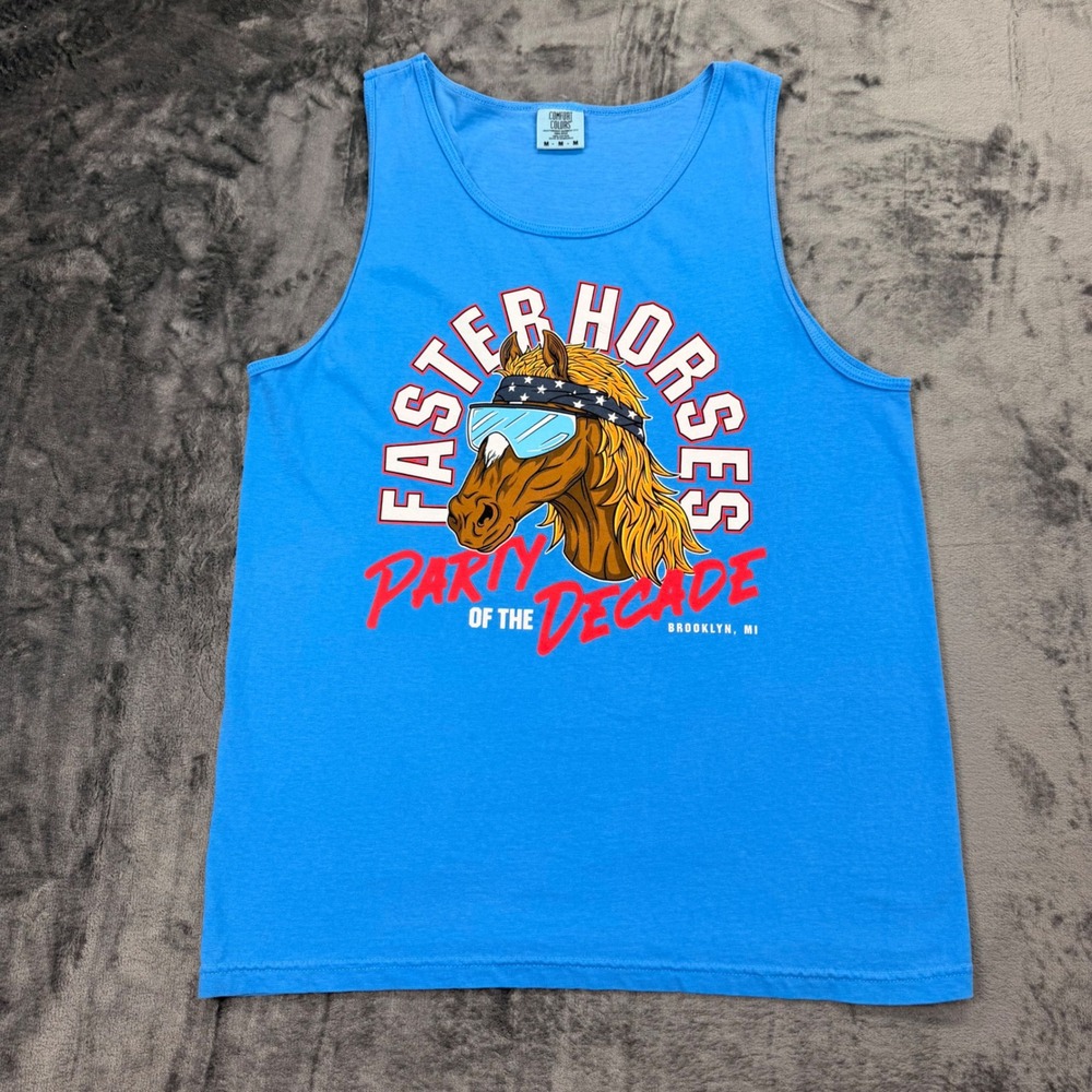 Faster Horses Party Of The Decade Tank Top Med Blue Country Music Festival - Picture 1 of 6